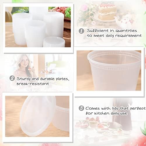100 Sets 16 oz Plastic Deli Food Containers with Lids Bulk, Clear Airtight Disposable Food Storage Containers, Microwave, Freezer and Dishwasher Safe, for Meal Prep Soup Takeout Meal Prep Storage - Image 5