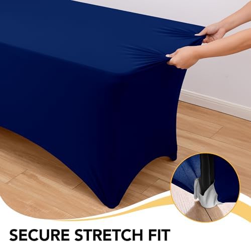 6-Pack Navy Blue Spandex Tablecloths for 6ft Rectangle Tables - Image 3