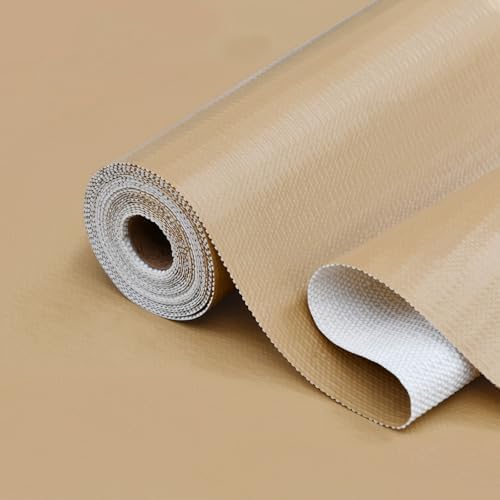 Non-Adhesive Drawer and Shelf Liner for Kitchen 17.5In x 20FT Beige by Insigoo