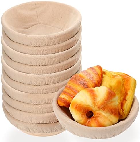 Gejoy 20 Sets Proofing Baskets Banneton with Cloth Liner,Round,9 Inch | Rattan Bread Baskets for Sourdough Baking, Round Banneton Bowls with Linen Liners, Bulk Supplies for Artisan Loaves - Image 7