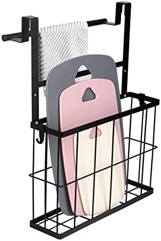 JSVER Over Cabinet Organizer Kitchen Cabinet Organizer, Cabinet Door Organizer with Towel Holder for Cutting Board, Aluminum Foil, Baking Sheet, Plastic Wrap by JSVER