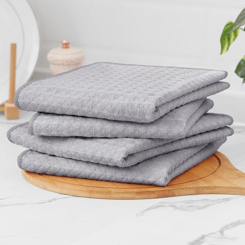 Homaxy Microfiber Kitchen Towels and Dishcloths Sets, 12 Pack, Grey - Image 6