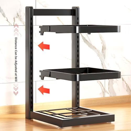 Dxcaicc Pot Organizer Rack for Under Cabinet,Height and Position are Adjustable,lid Organizer for Kitchen Cabinet Organizers and Storage,3 Layer - Image 4