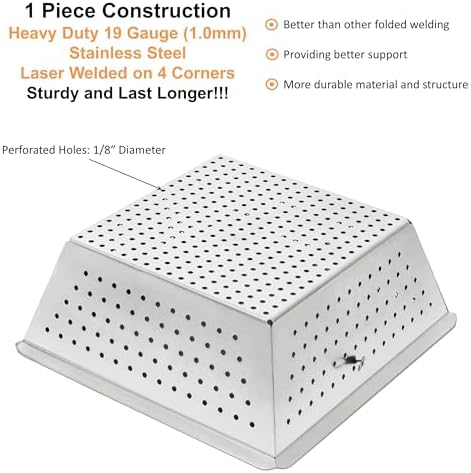 Leyso Stainless Steel Floor Sink Drop-in Basket Strainer Sink Drain Cover 8-1/2" x 8-1/2" x 3-1/8" for Kitchen, Restaurant, Bar, Buffet (Drop-in SS x 4) - Image 3