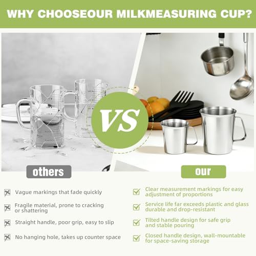 Stainless Steel Measuring Cups 2-Pack, Unbreakable Metal Measuring Cup Set with Easy-Read OZ/ML Marks & Secure Grip Handle, Ideal for Kitchen, Baking, Bar, Party & Pet Food (48 oz+16 oz) - Image 4
