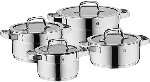 WMF 790046380 Compact Cuisine 4-Piece Induction Saucepan Set with Glass Lid, Polished Cromargan Stainless Steel, Pot Set Uncoated, Inside Scale by WMF