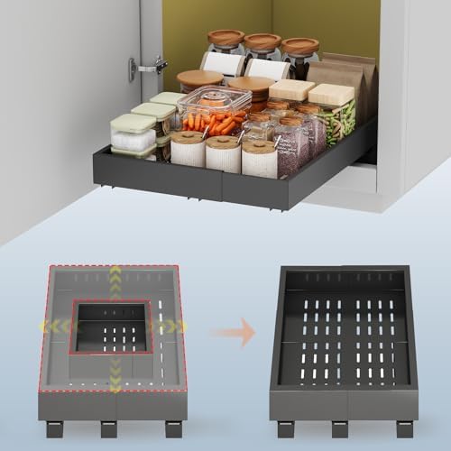 Fokyfok Pull out Cabinet Organizer,11"-16"W,17"-24"D,Expandable,Adhesive by Fokyfok