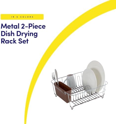 Dish Drying Rack & Cutlery Holder 2 Piece Set - Compact Sink-Fitting Dish Drainer with Rubberized Undercoating, Space-Saving Kitchen Organizer for Plates, Cups, Bowls & Utensils in Sink, Bronze Brown - Image 2