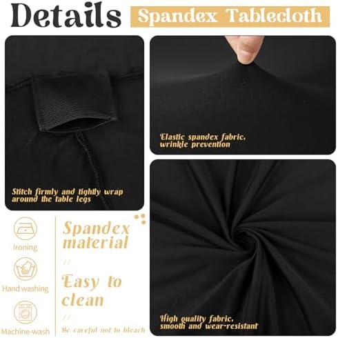 HAISIWLKJ 3 Pack Table Cloth 8ft Black Tablecloths for Rectangle Folding Table Spandex Fitted Stretch Table Cover Wrinkle Resistant Washable Table Protector for Party, Wedding, Banquet, Festival. - Image 3