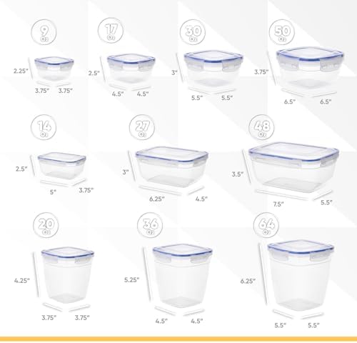 Superio Plastic Food Storage Container Set, BPA Free, Sealed Containers with Airtight Lids for Pantry, Cupboard, and Fridge- Microwave and Dishwasher Safe (10) (10 Pack) - Image 2