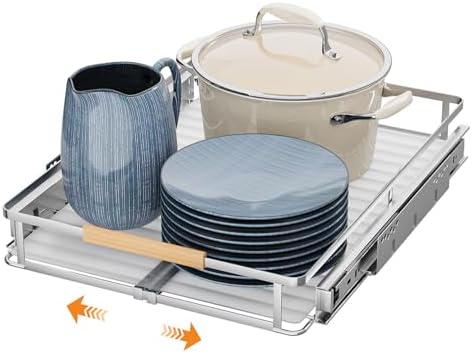 Expandable Pull Out Cabinet Organizer, 12.3"-18.5" W x 22.5''D by DPZM
