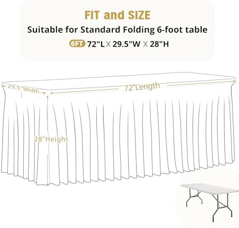 2 Pack 6ft Navy Blue Spandex Table Cloths for Rectangle Tables Wrinkle Free Rectangle Tablecloths, Stretch Fitted Table Cover with Skirt for Birthday Party Wedding Banquet Baby Shower Buffet Event - Image 5