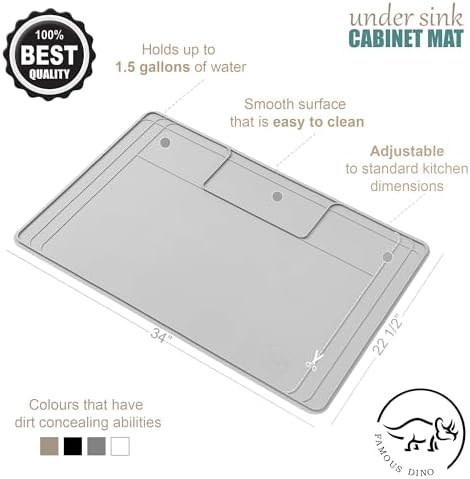 The Original Under Sink Mat - Silicone Waterproof mat, Trimmable, Easy to Clean, Kitchen cabinet liner, Under sink protector mats, Drip Tray with Lip - 34" x 22" or smaller - Image 3