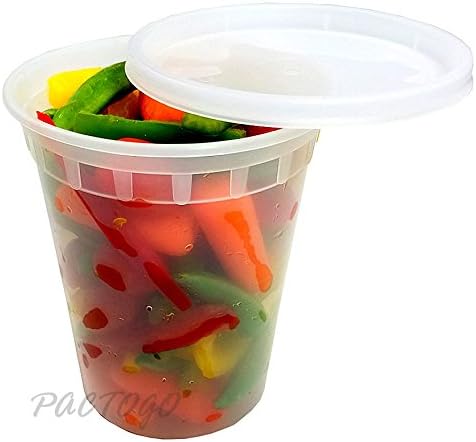 PCM 32 oz. Heavy Duty Round Deli Food Soup Plastic Container w/Lid 100% BPA Free (Pack of 96 Sets) - Image 5