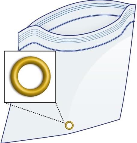 GPI - 5.5" x 9" Reclosable Zip Bags with Bottom Hang-hole & Pre-inserted 12" Twist-tie. 4 Mil Heavy-duty Resealable Zipper Baggy with Grommet/Metal Eyelet for Hanging (Insert Size 5x7.5) 500 Pack