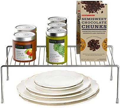 iPEGTOP Set of 6 Large (15.7 x 9.4 Inch) Kitchen Cabinet Organizer Shelf, Wire Freezer Storage Shelves Rack, Rustproof Steel Metal Shelf Riser for Dish Plates Pantry Cupboard Organization, Chrome - Image 4