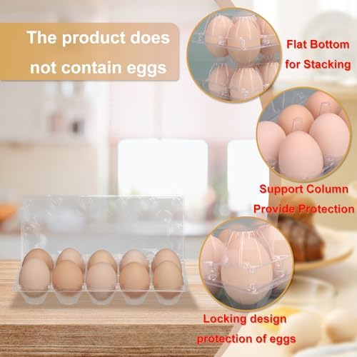 98 Pack Bulk Egg Cartons, Clear Plastic Chicken Egg Holders, Egg Tray Carton Holder for Home & Kitchen, Farm & Market Use, An Eco-Friendly Egg Storage Solution, 10 Grids(Medium Size) - Image 3
