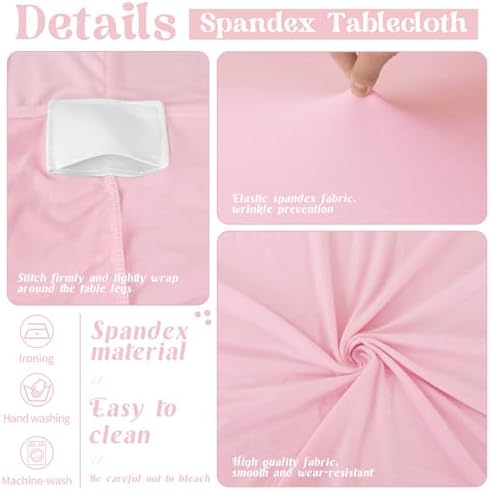 HAISIWLKJ 6 Pack Table Cloth 6ft Pink Tablecloths for Rectangle Folding Table Spandex Fitted Stretch Cover Wrinkle Resistant Washable Protector for Party, Wedding, Banquet, Festival. - Image 3