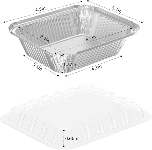 iHomeSet 200 Pack 1 lb Aluminum Foil Pan 16 oz with Clear Plastic Lids | Take Out Food Containers for Catering, Baking, Roasting Food - Image 2