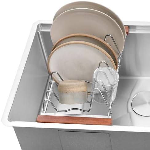 Ruvati LedgeFit Dish Drying Rack Drainer Plate Cup Holder Workstation Sink Top Sliding Accessory Stainless Steel - RVA1545 - Image 4