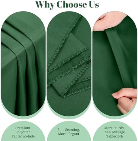 10 Pack Hunter Green Round Tablecloths,90 Inch Polyester Table Cloth - Image 4