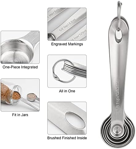 Measuring Cups and Spoons Set, 18/8 Stainless Steel Measuring Cups and Spoons, Metric & US Metal 7 Kitchen Measure Cups & 6 Measuring Spoons, Baking Measuring Tools Set 13 - Image 5