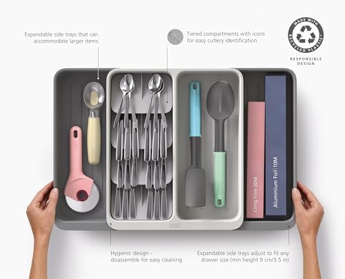 Joseph Joseph DrawerStore Expanding Tiered Flatware Cutlery, Utensil, and Gadget Tray, Expandable In-Drawer Kitchen Space-Saving Organizer, Recycled Plastic - Image 5
