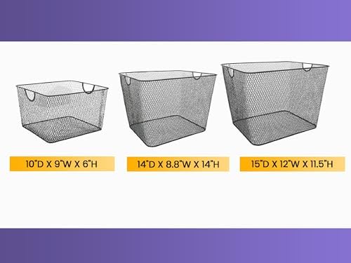 YBM Home Kitchen Pantry Organizer Wire Basket for Shelves, Cabinets, Pantry, Countertop, Mesh Open Storage Bin Metal Basket for Organizing Food Supplies 10” x 9” x 6” Pack of 1, Silver - Image 6