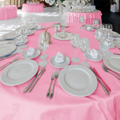 Fitable 6 Pack Pink Tablecloths 120 Inch Round for 48"-96" Tables - Image 2
