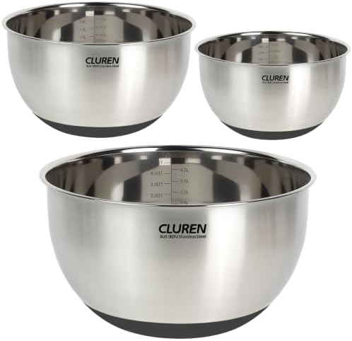 304 Stainless Steel Mixing Bowls Set, 3-Piece (1.5, 3 & 5 QT) by FocusOnReliability