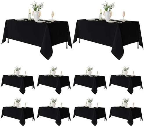 Fitable 10 Pack Black Tablecloths 70x120 Inch for 6-8 Ft Rectangle Tables by Fitable