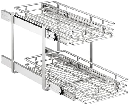 2-Tier Kitchen Cabinet,Pull Out Cabinet Organizer,Shelf and Drawer Organizer Slide Out Pantry Storaqe Basket in Multiple Sizes (12" W x21 D) by Unknown