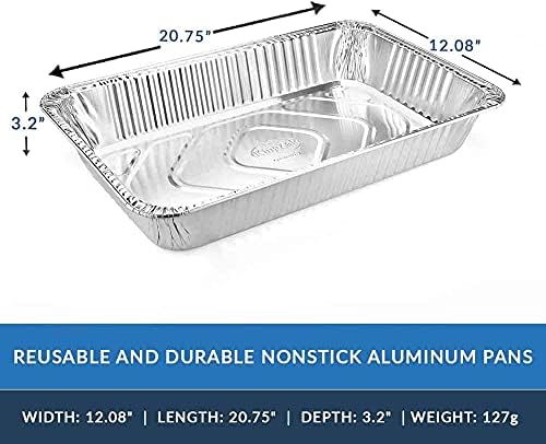 Aluminum Pans Full Size, Large Disposable Roasting & Baking Pan, 21"x13" Deep Foil Pans (50 Pack) Extra Heavy Duty Chafing Trays for Hotels, Restaurants, Caterers, Steam Table, Buffets & Bakeware - Image 3
