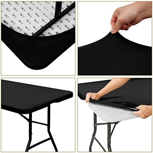 6 Pack Stretch Table Top Cap Cover, Black, 30" x 72" - Image 5