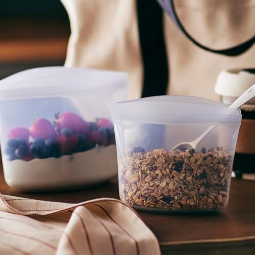 Stasher Premium Reusable Silicone Food Storage Bags, 6-Pack, Clear | Food-Safe Silicone, Eco-Friendly, Reusable Freezer Bags, Microwave, Dishwasher, Oven, Snack Bags, Lunch Containers, Meal Prep - Image 3