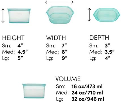 Zip Top Reusable Food Storage Bags | 3 Dish Set [Gray] | Silicone Meal Prep Container | Microwave, Dishwasher and Freezer Safe | Made in the USA - Image 4