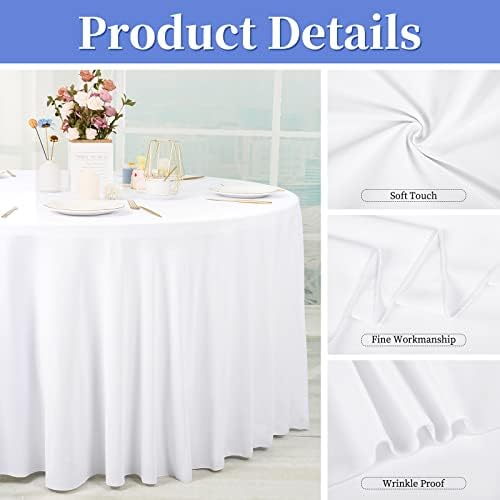 8 Pack White Round Tablecloths, Diameter of 132 inch - Image 4