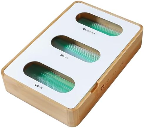KitchenEdge 3-Slot Bag Organizer, Wall Mountable, Bamboo by KitchenEdge