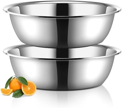 Yungyan 2 Pieces Large Mixing Bowl Stainless Steel Oversized All Purpose Steel Bowl Metal Bowl for Serving Baking Marinating for Home Cooking or Commercial(26 Quarts) by Yungyan