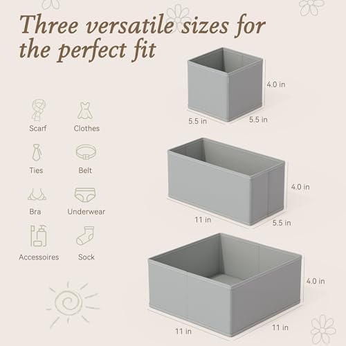 Criusia Drawer Organizers 18-Piece Set, Dresser Organizer for Baby Clothes, Foldable Closet Storage & Drawer Dividers for Underwear, Socks, Nursery (Gray) - Image 2
