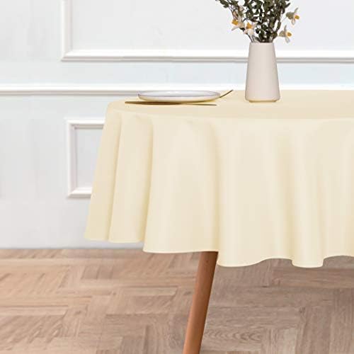 sancua Round Tablecloth, 80 Inch, Beige - Image 2