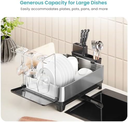 Home Zone Living Dish Drying Rack for Kitchen Counter - Image 2