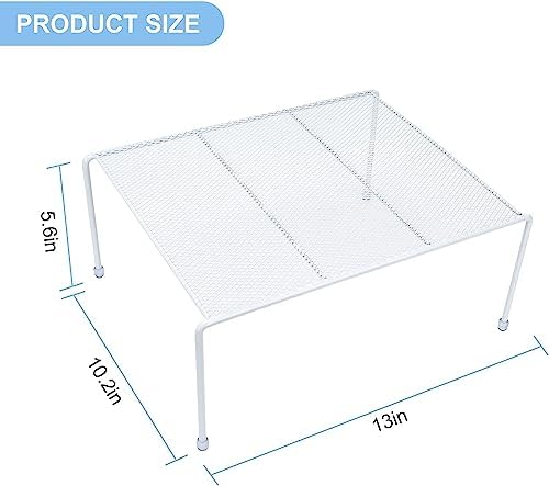 Set of 6 Mesh Kitchen Shelves Cabinet Storage Shelf Rack (13.1 x 10.2 Inch) ，Kitchen Bathroom Pantry Cupboard Desk Home Office, Fridge, Cabinet, Bathroom Cupboard, Non-slip Plastic Feet (6, White) - Image 3