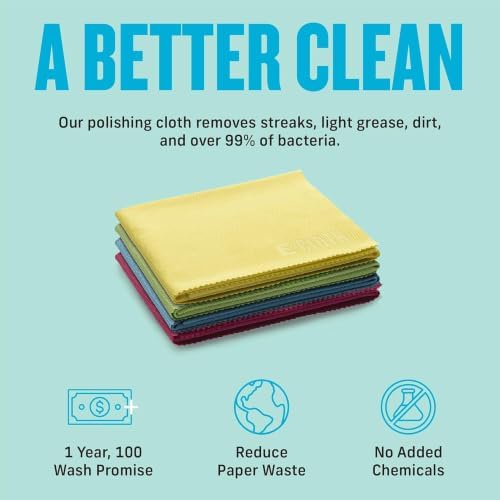 E-Cloth Glass & Polishing Cloths, Premium Microfiber Glass Cleaner, Great for Windows, Glass and Mirrors, Washable and Reusable, 100 Wash Guarantee, Assorted Colors, 8 Pack - Image 4