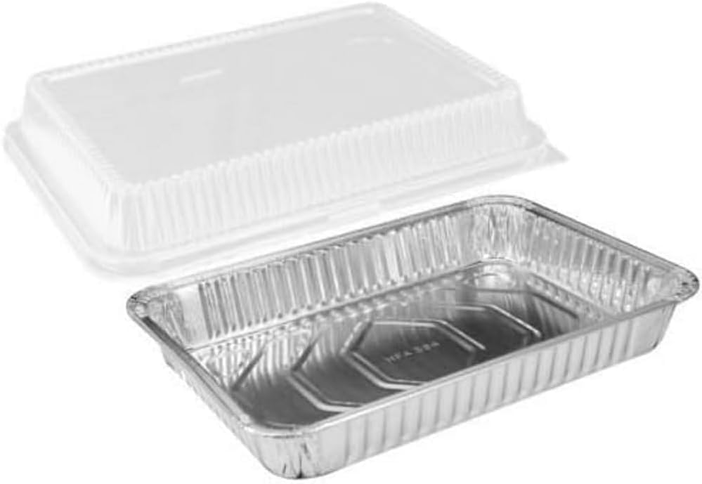 PACTOGO 13" x 9" x 2" Disposable Aluminum Foil Oblong Cake Pans with Dome Lids - 108 Fluid Ounces Rectangular Pan - Perfect For Baking and Storing Cakes, Casseroles, Rolls REF# 394 (Pack of 12 Sets) by PACTOGO