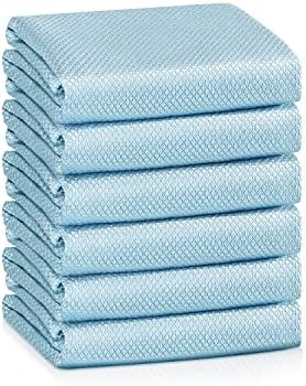 Streak Free Miracle Cleaning Cloths Easy Clean Nanoscale,Fish Scale Microfiber Window Mirror Glass Car Stainless Steel Cleaning,Lint Free Dish cloth Wine Glass Polishing Towel,Reusable,Pack 6,Blue by VPMURUGA