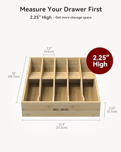 Utensil Drawer Organizer for Silverware,Bamboo 10 Slot - Image 2