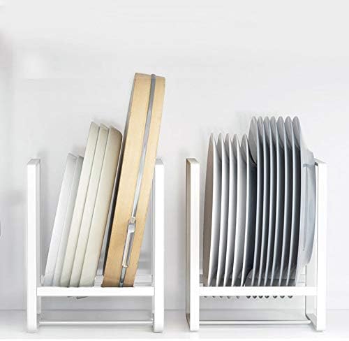2PCS Plate Holders Organizer, Metal Dish Storage Dying Display Rack for Cabinet, Counter and Cupboard - White by MINGFANITY