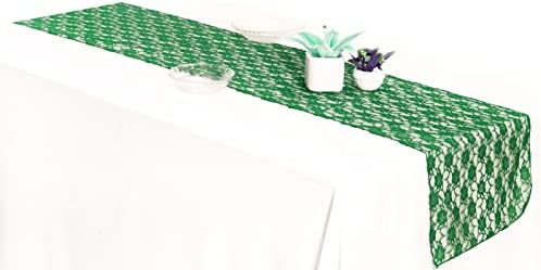 MDS Pack of 25 Wedding 12 x 108 inches Lace Table Runner for Wedding, Decorations for Birthday Parties, Banquets, Graduations, Engagements, and Runners fit Rectangle Round Table - Hunter Green - Image 3