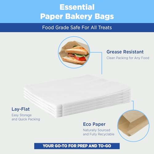 Karat Grease and Leak-Resistant Paper Sandwich Bags, BPA-Free and PFAs-Free, Recyclable Paper Bags for Snacks and Lunch, Sealable, Easy-to-Open, Flat-Storage Design - Pack of 2000 pcs (White) - Image 4